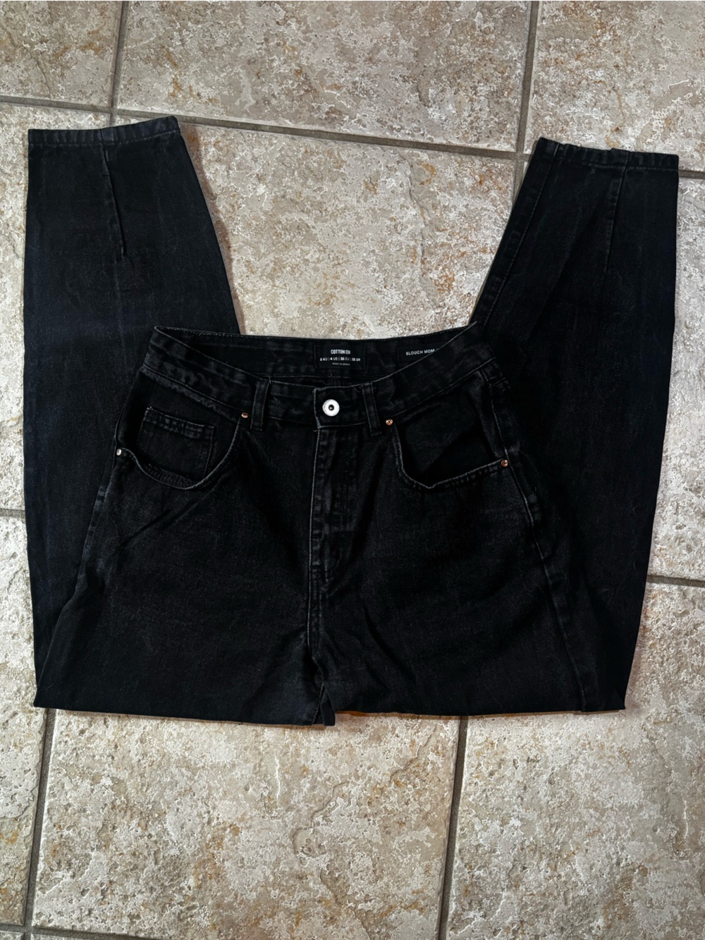 Cotton On Black Slouch Mom Denim Jean Size 4